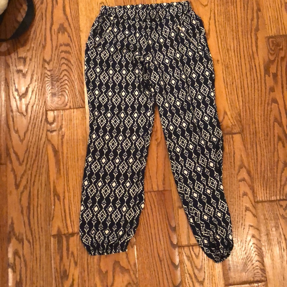 flowy patterned pants